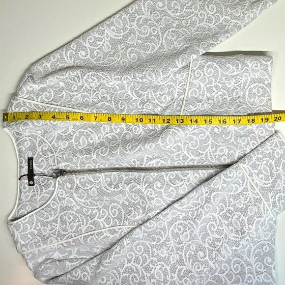NWT | Krisa | Lace Zipper Jacket | Gray/White | Large - Picture 11 of 12